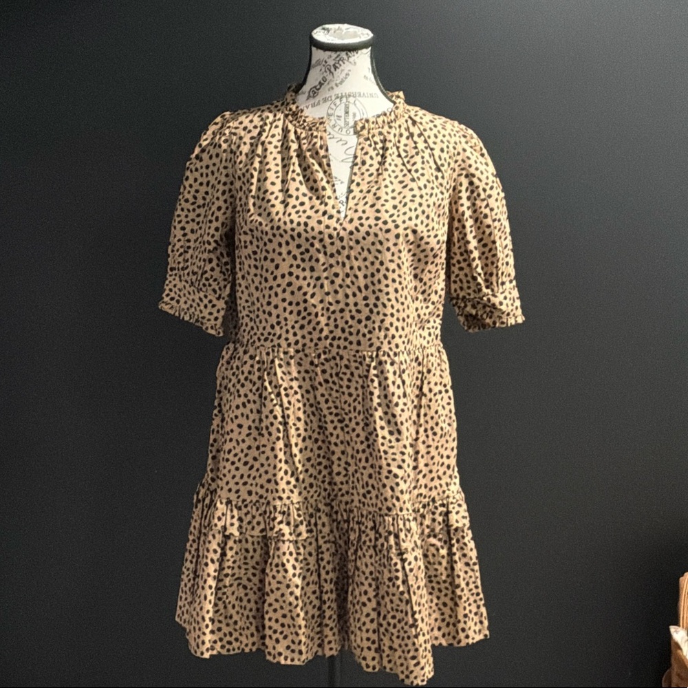 J. Crew Tan and Black Polka Dot pullover dress very versatile.